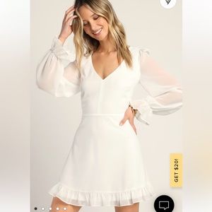 Lulus white long sleeve ruffled mini dress